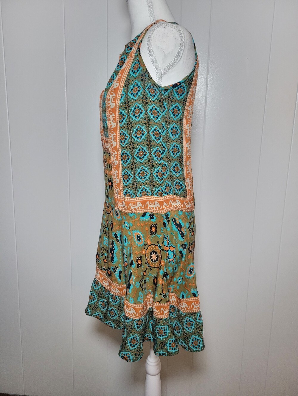 Anthropologie × Tolani 100% Silk Reva Tunic Dress Elephant Print Sleeveless XS - Picture 8 of 11